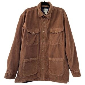 Orton Brother’s Corduroy Chore Barn Jacket Size L Brown Western Plaid Lined Mens